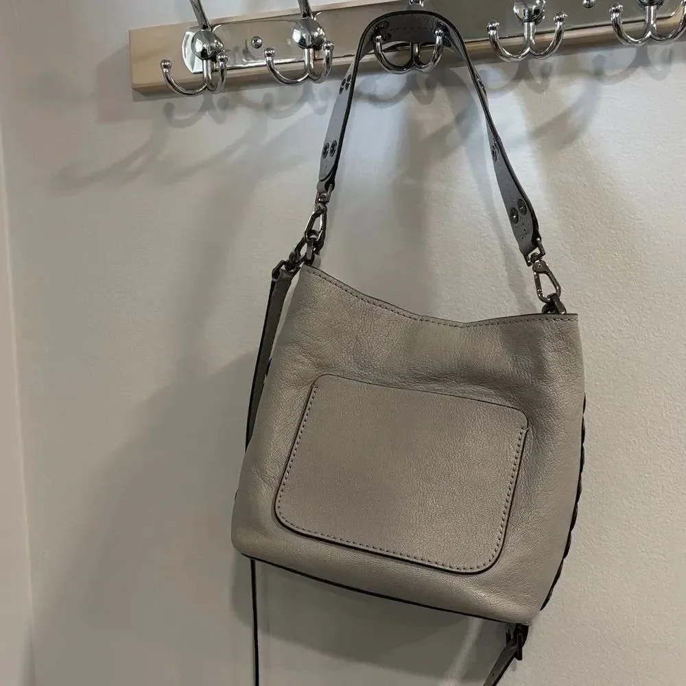 Kate Spade Bohemian Style Pebbled Gray Leather Shoulder Bag and Cross Body